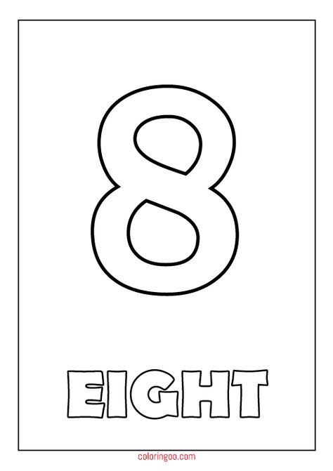 Printable Number 8 (Eight) Coloring Page (PDF) for Kids Number 8 Coloring Sheet, Number 8 Coloring Page, Number 8 Activity For Preschool, Number Eight, 8 Number, Shapes Preschool Printables, Subbing Ideas, Preschool Binder, Number 8