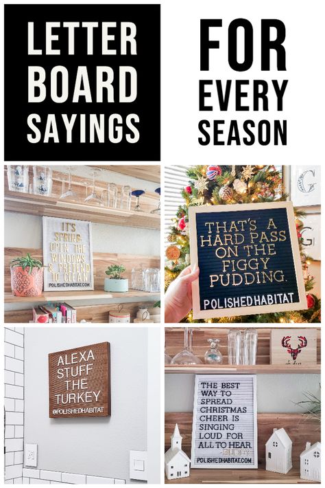 Do you need inspirational or funny ideas for letter boards? This post has the best unique sayings broken down by season including Christmas, Spring, Summer, Fall, Thanksgiving and more.  I love the TV quotes! Entryway Letterboard Ideas, Fall Funny Sayings, Fall Memo Board Quotes, Thanksgiving Felt Board Quotes, Spring Letter Board Quotes Funny, Thanksgiving Letterboard Quotes Funny, Fall Sayings For Letter Boards, Fall Letterboard Ideas, Clever Letter Board Sayings