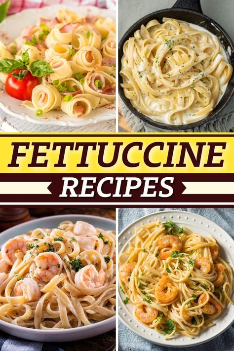 These simple fettuccine recipes are perfect any night of the week! From Alfredo to Bolognese to Parmesan, no one will be able to resist these dishes. Pasta Recipes With Fettuccine Noodles, Fettuccine Recipes Easy, Fettuccine Noodle Recipes, Fettuccini Noodles Recipe, Fettucini Noodles Recipes, Fettucini Pasta Recipe, Recipes With Fettuccine Noodles, Fettucini Alfredo Recipe, Meat Pasta Recipes