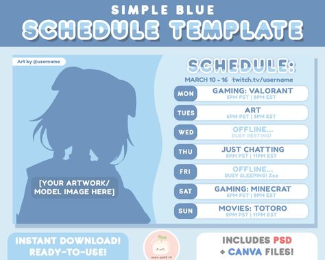 Vtuber Schedule, Schedule Templates Aesthetic, Stream Schedule, Weekly Template, Photo Editing Websites, Math Clipart, Vtuber Assets, Twitch Streaming, Online Photo Editing