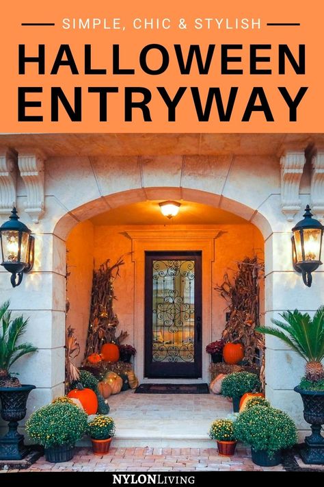 How to create a simple & stylish Halloween entryway | Outdoor Halloween Decorations | Elegant Halloween Decor | Classy Halloween Decor | halloween decorations diy outdoor | easy halloween decorations | easy halloween decoration ideas | Halloween entryway | Halloween entryway decor | Halloween entryway outdoor | halloween entryway ideas | halloween entryway entrance | Halloween Entryway entrance | easy Halloween decorations | Fall Decor Ideas | Simple Fall Decor | simple fall decor front porch Halloween Entryway Decor Outdoor, Halloween Decor Classy, Fall Decor Simple, Halloween Entryway Decor, Farmhouse Fall Porch Decor, Fall Decor Front Porch, Fall And Halloween Decor, Entryway Outdoor, Halloween Entryway