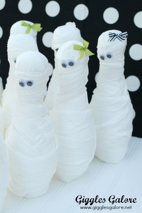 Mummy bowling pin with bows Mummy Bowling, Halloween Games For Adults, Mummy Party, Halloween Party Games For Kids, Fun Halloween Party Games, Party Games For Kids, Fun Halloween Games, Halloween Decor Diy, Diy Halloween Games