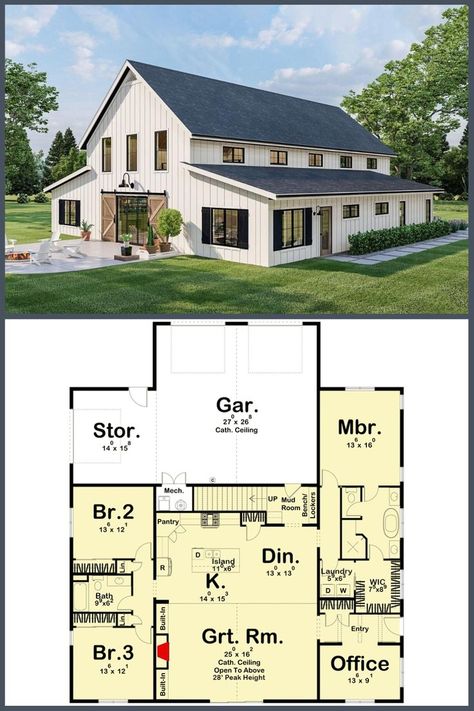 Loft Floor Plans, Country Style Bedroom, Barn House Design, Barndominium Plans, Barn Style House Plans, Garage Floor Plans, Building Plans House, Barndominium Floor Plans, Barn Style House