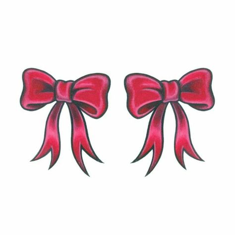 American Traditional Bow Tattoo, Bow Tattoos On Back Of Legs, Traditional Bow Tattoo, Red Ink Spine Tattoo, Tie Tattoo, Bow Tattoo Thigh, Tattoo Bow, Bow Tie Tattoo, Pink Bow Tattoos