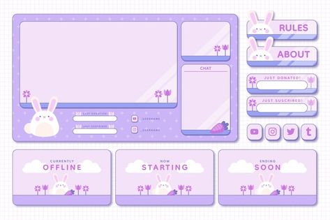 Streaming Layout Design, Stream Overlay Design Free, Cute Frame Design, Vtuber Layout Design, Overlay For Twitch, Vtuber Twitch Overlay, Cute Twitch Panels, Vtuber Assets Free, Cute Twitch Banner