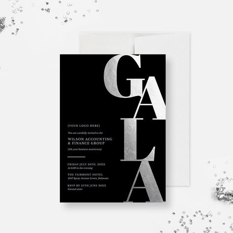 "Looking to make a statement with your event invitation? Our Gala invitation digital template is bold, striking, and perfect for any formal gathering. Featuring Gala in bold silver letters on a customizable blue background, this editable digital template is ideal for a wide range of events, from charity galas to corporate functions. With our easy-to-use template, you can quickly personalize all the important details of your event, including the date, time, location, and dress code. You can also Fundraiser Gala, Gala Invitation, Gala Party, Professional Event, Business Party, Gala Dinner, Party Invites, Invitation Digital, Online Invitations