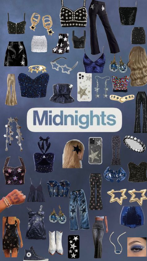 Taylor Swift Eras Midnight, Eras Outfit Ideas Midnights, Taylor Swift Eras Tour Outfits Midnight, Swift Midnights Outfit, Era Tour Midnights Outfit, Blue Taylor Swift Outfits, Taylor Swift Eras Outfits Midnights, Taylor Swift Inspired Outfits Midnight, Eras Outfits Midnights