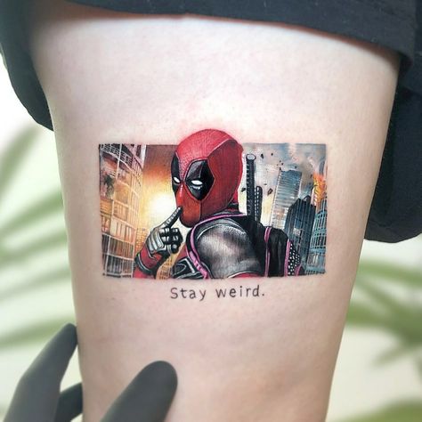 inst: @kozo_tattoo Deadpool Tattoo, Spiderman Tattoo, Best Tattoo Ever, Famous Tattoo Artists, Movie Tattoos, Marvel Tattoos, Joker Tattoo, Tatuaje A Color, Arm Tattoos