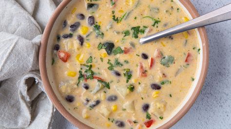 Copycat Panera Corn Chowder Recipe Panera Corn Chowder, Panera Corn Chowder Recipe, Southwest Corn Chowder, Summer Corn Chowder Recipe, The Best Potatoes, Summer Corn Chowder, Best Potatoes, Great Sandwiches, Peppermint Patty Recipe