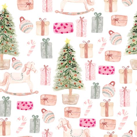 Christmas trees and presents , Raspberry Creek Fabrics Christmas Wallpaper Presents, Christmas Print Aesthetic, Computer Backgrounds Christmas, Natal Aesthetic Wallpaper, Watercolor Christmas Wallpaper, Christmas Watercolor Background, Christmas Wallpaper Watercolor, Cute Christmas Prints, Pink Christmas Illustration