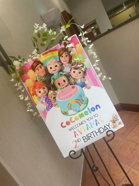 2nd Birthday Party Cocomelon, Cocomelon Welcome Sign, Cocomelon Birthday Welcome Board, Cocomelon Welcome Board, Coco Melon 2nd Birthday Party Girl, Cocomelon Milestone Board, Cocomelon Second Birthday, Cocomelon Theme Birthday Party, Coco Melon Birthday Party Ideas