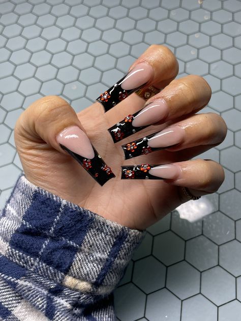 Taped Square Nails Long, Thick Square Acrylic Nails, Square Nails Long, Emerald Nails, Goth Nails, Gem Nails, Nails Long, Square Acrylic Nails, Luxury Nails