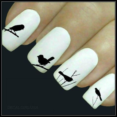 Nail Transfers, Bird Nail Art, Nail Tattoos, Nail Art For Kids, Water Slide Decals, Animal Nails, Nail Tattoo, Cute Nail Art, Water Slide