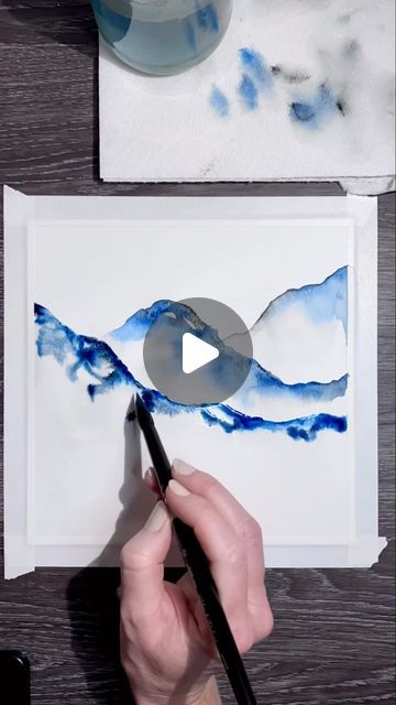 Simple Mountain Watercolor, Watercolor Inspirations Beginner, Easy Watercolor Mountains, Watercolour Mountains Landscapes, Aquarelle Painting Landscape, Drawing Nature Watercolor, Nature Watercolor Paintings Easy, Watercolor Art For Beginners Simple Landscape, Loose Watercolor Paintings Tutorials