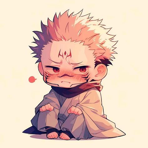 Sukuna Cute Fanart, Jjk Cute Fanart, Gojo Cute Drawing, Sukuna Cute Chibi, Cute Sukuna, Chibi Sukuna, Gojo Outfit, Chibi Jujutsu Kaisen, Chibi Gojo