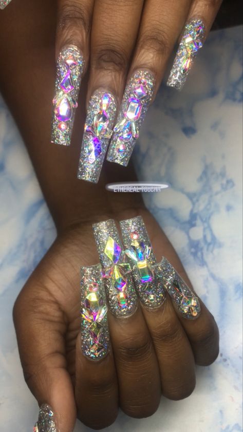 glam bling acrylic nails Bling Outfits, Bling Acrylic Nails, Nail Inspo, Acrylic Nails, Nails, Outfit Accessories, Quick Saves