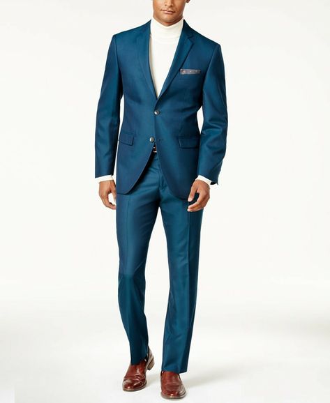 Teal Blue Suit Men, Teal Blue Suit, James Bond Suit, Bond Suits, Mens Tailored Suits, Teal Suit, Suit Combinations, Blazer Outfits Men, Mens Wedding Attire