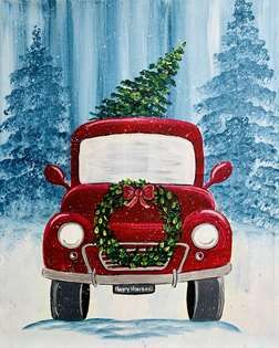 Folk Art Snowman - Wed, Dec 11 6:30PM at The Ainsworth Social Easel, Truck Seats, Basic Painting, Christmas Canvas Art, Christmas Paintings On Canvas, Christmas Tree Truck, Holiday Painting, Winter Painting, Canvas Painting Diy