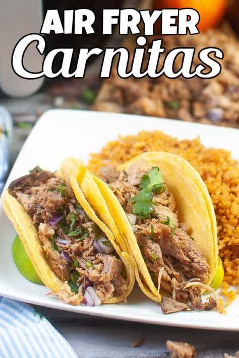 Air Fryer Carnitas Recipes, Carnitas Air Fryer, Pulled Pork Air Fryer, Air Fryer Carnitas, Tripas Recipe, How To Make Carnitas, Country Ribs Recipe, Tacos At Home, Witch Recipes