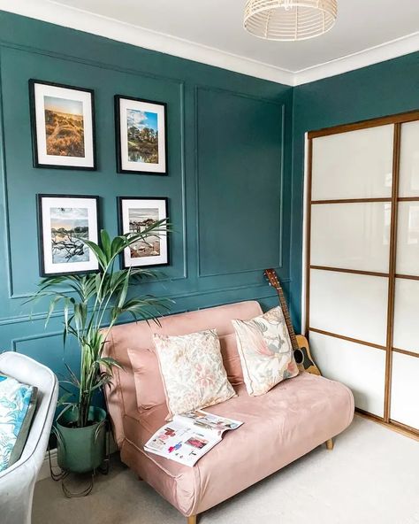 Wall Panelling Ideas, Room Panelling, Wood Wall Panelling, Teal Room, Dining Room Teal, Home Office Diy, Panelling Ideas, Teal Rooms, Living Room Panelling