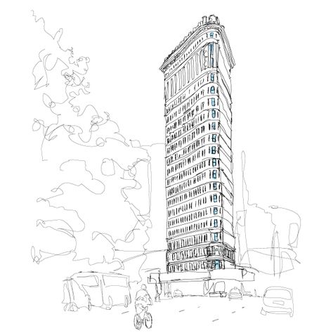 Flatiron Building Flatiron Building Drawing, Flatiron Building Nyc, Nyc Drawing, Sketching Inspiration, Architecture Drawing Plan, Building Sketch, Building Drawing, Flatiron Building, Building Illustration