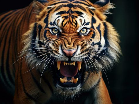 Close up shot of a wild tiger roaring Tiger Reference, Male Tiger, Tiger Photography, Angry Tiger, Tiger Roaring, Buddha Art Drawing, Wild Tiger, Roaring Lion, Human Anatomy Art