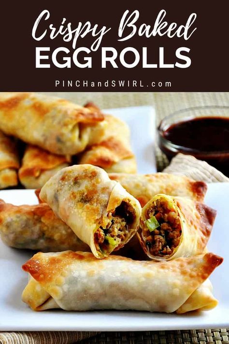 Egg Roll Baked, Oven Egg Rolls, Baked Eggrolls, Easy Egg Roll Recipe, Egg Rolls Baked, Pork Egg Roll Recipes, Baked Egg Rolls, Oven Baked Eggs, Pork Egg Rolls