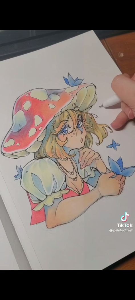 Markere Copic, Copic Marker Drawings, Mushroom Girl, Art Markers Drawing, Markers Drawing Ideas, Copic Marker Art, Mushroom Drawing, Sketch Markers, Marker Drawing