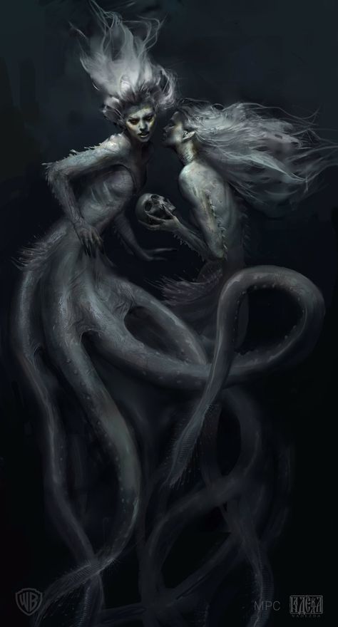 Siren Mythology Dark Mermaid, Mermaid Mythical Creatures, Creepy Siren Art, Mermaid Siren Fantasy Art, Accurate Mermaids, Siren Art Dark Beautiful, Siren Fantasy Art Dark Mermaid, Scary Siren Art, Mythical Creatures Water