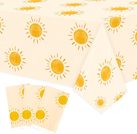 Boho Sun Birthday Party, Sun Party Decorations, Boho Sun Birthday, Sun Birthday Party, Sunshine First Birthday, Boho Tablecloth, Baby Shower Boho, Sun Birthday, First Trip Around The Sun