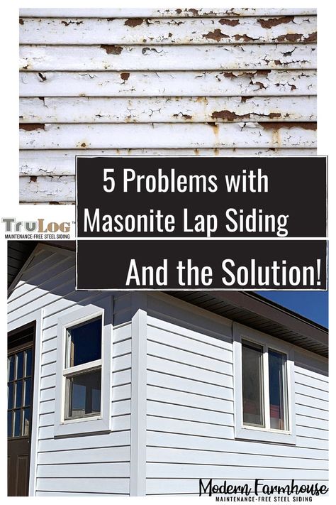 5 Major problems with standard lap siding, and the exterior siding solution! Find out how TruLog Siding has a better performance than masonite siding. --- #lapsiding #exteriorsiding #sidingideas #exteriorideas #exteriordesign #steelsiding #steellap #solution #masonitesiding #vinylsiding #trulog #homesiding #sidingdiy #farmhouse #farmhousediy #farmhousedesign #exteriordesign #whitefarmhouse #modernfarmhouse #maintenancefree #value #roi Trulog Siding, Masonite Siding, House Repair, Steel Siding, Lap Siding, House Siding, White Farmhouse, Vinyl Siding, Exterior Siding