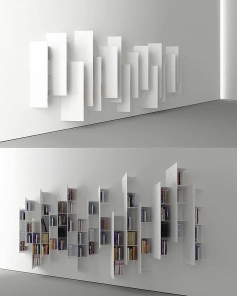 #creativity #creativephotography #unique #ideas #uniqueideas #book #bookshelves #bookslover #booksstand #art #amazingideas Small Bookshelf Ideas, Styling A Bookcase, Unique Bookshelves, Creative Bookshelves, Modern Wall Shelf, Modern Bookshelf, Bookcase Wall, Bookshelf Design, Wall Bookshelves