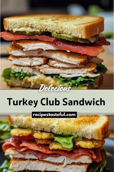 This Turkey Club Sandwich is a classic and satisfying choice for a quick lunch or casual meal. Layered with fresh turkey, crispy bacon, and crisp romaine lettuce between toasted bread slices, it offers a delightful combination of flavors and textures. Add optional ingredients like avocado or cheese to customize it to your taste. Turkey Club Sandwich Recipes, Club Sandwich Recipe, Turkey Club Sandwich, Club Sandwich Recipes, Traditional Thanksgiving Recipes, Turkey Club, Fresh Turkey, Easy Thanksgiving Recipes, Healthy Thanksgiving