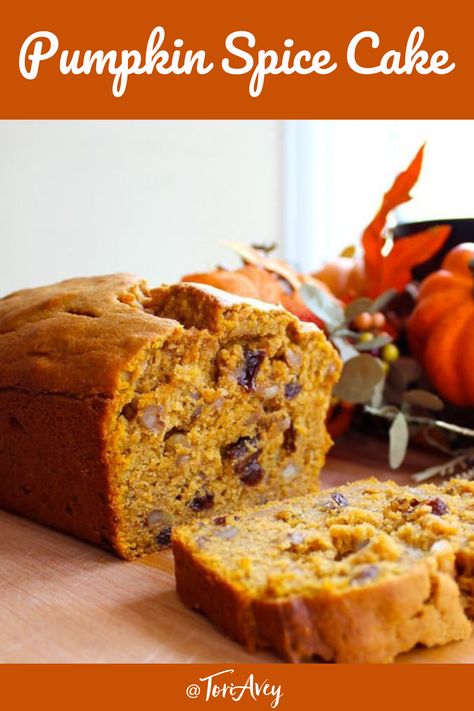 Pumpkin Raisin Spice Cake, Pumpkin Harvest Loaf, Pumpkin Recipes Using Spice Cake, Pumpkin Raisin Bread Recipe, Pumpkin Raisin Cake, Pumpkin Raisin Bars, Spice Loaf Bread, Harvest Spice Bread, Pumpkin Bread With Raisins