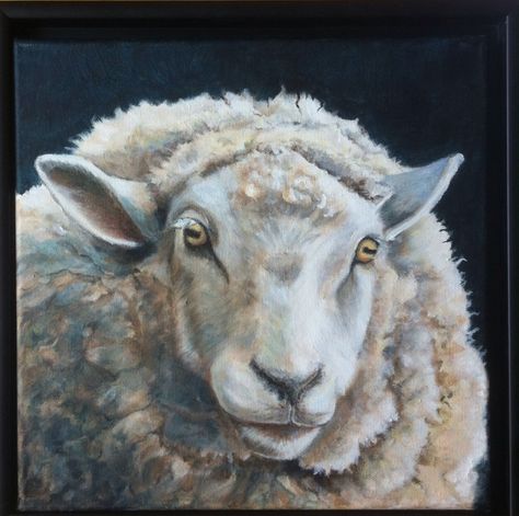 Sheep, acryl, 30x30 Animal Paintings Acrylic, Sheep Paintings, Primitive Painting, Arte Folk, Sheep Art, Cow Pictures, Watercolor Pet Portraits, Sheep And Lamb, Farm Art