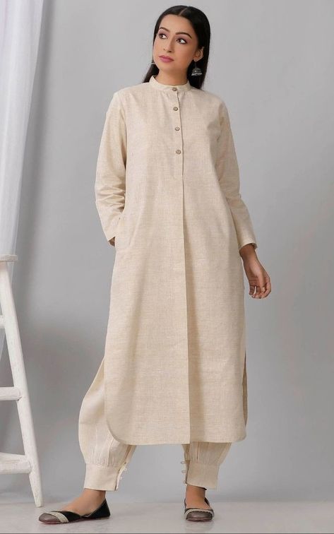 Kurta With Dhoti, Dhoti Salwar, Khadi Kurta, Embroidered Tops, Kurta Patterns, Kurta Style, Simple Kurta Designs, Long Kurti Designs, Boho Garden