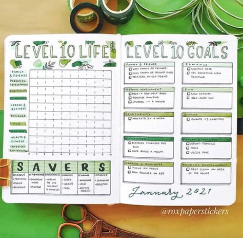 What Is ‘Level 10 Life,’ and How Can You Apply It to Your Personal Gro – Silk + Sonder Bullet Journal Year Goals, Level 10 Life Bullet Journal, Silk And Sonder, Bullet Journal App, Bullet Journal Examples, Level 10 Life, Bullet Journal Yearly, Create Goals, Life Tracker