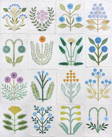 Ellen Merchant Herbarium II Mixed media on canvas 110 x 90 cms SOLD Folk Art Flowers, Art Sites, Mixed Media On Canvas, Mixed Media Canvas, Flowers And Leaves, Surface Pattern Design, Chinoiserie, Flower Art, Art Inspo