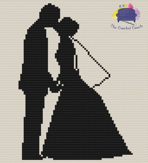 Wedding Crochet Patterns, Corner To Corner Crochet Pattern, Crochet Pattern Written, C2c Crochet Pattern, C2c Graph, Corner Crochet, Black And White Words, Wedding Cross Stitch Patterns, Graph Paper Designs