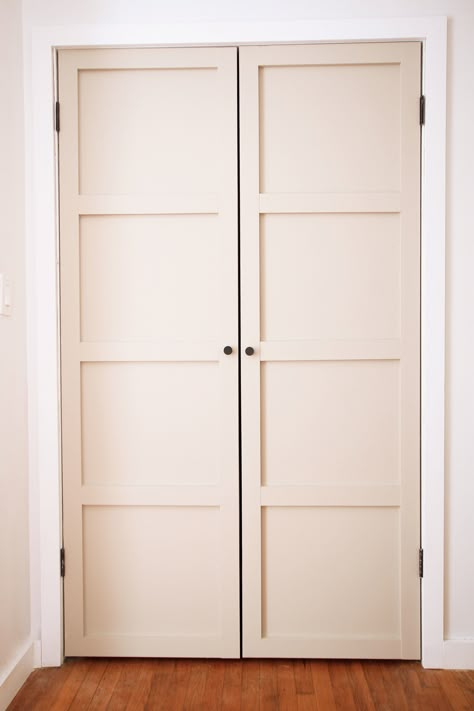 Hinge Closet Doors, Pantry Closet French Doors, Updating Bifold Closet Doors Linen, Louver Closet Door Makeover, Closet Door Installation, Double Bifold Doors Into French Doors, French Doors To Closet, Alternate To Bifold Closet Doors, Accordian Door Replacement