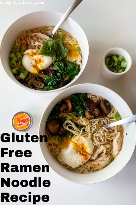 The best homemade ramen ever! Gluten free and full of nourishing ingredients #glutenfree #ramen #healthyrecipes Gluten Free Dairy Free Ramen Recipes, Gluten Free Dairy Free Ramen, Easy Gluten Free Ramen Recipes, Ramen Gluten Free, Soy Free Ramen Recipes, Gluten Free Ramen Soup, Gf Ramen Recipes, Gluten Free Ramen Seasoning, Gluten Free Gut Healthy Recipes