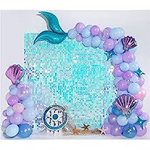 Mermaid Balloon Garland, Shimmer Wall Backdrop, Ocean Theme Birthday, Mermaid Balloons, Sequin Wall, Mermaid Birthday Party Decorations, Sequin Backdrop, Shimmer Wall, Mermaid Theme Birthday