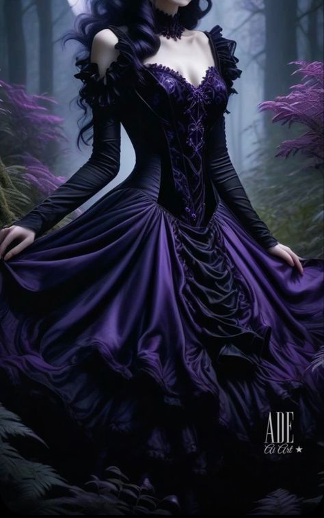 Purple Dress Aesthetic, Macabre Fashion, Dark Purple Dresses, Black Wedding Gowns, Dark Princess, Creative Costumes, Goth Beauty, Dress Aesthetic, Fantasy Dress