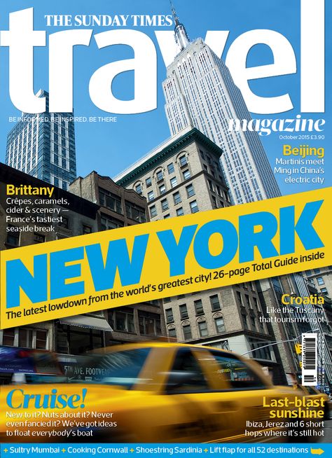 October 2015 cover City Magazine Cover, Landscape Magazine Cover, Travel Magazine Cover Design, New York Times Magazine Cover, Travel Magazine Cover, Top Reference, Tourism Magazine, Trip Poster, Magazine Cover Page