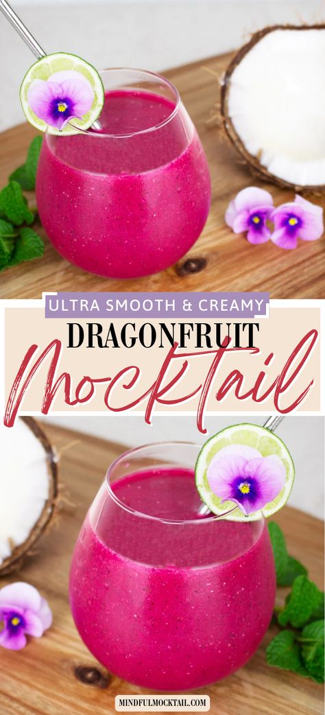 Dragonfruit Mocktail, Dragonfruit Drink, Pregnancy Mocktails, Winter Mocktails, Refreshing Mocktail, Summer Mocktails, Easy Mocktails, Christmas Mocktails, Mocktail Recipe