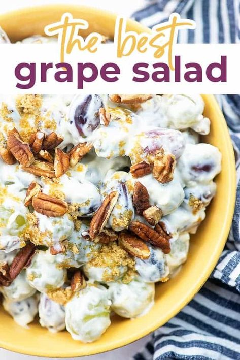 Grapes Salad, Creamy Grape Salad, Grape Salad Recipe, Sweet Potato Recipes Roasted, Chicken Salad With Grapes, Salad Fruit, Grape Salad, Crunchy Pecans, Fruit Salad Recipes