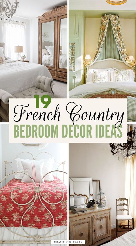 Romantic French Country Bedroom, French Bedroom Bedding, Small French Country Bedroom, French Country Decorating Bedroom Master Suite, French Farmhouse Style Bedroom, French Farmhouse Bedrooms, French Country Bedroom Wall Decor Ideas, French Bedrooms Decor, French Style Bedroom Ideas