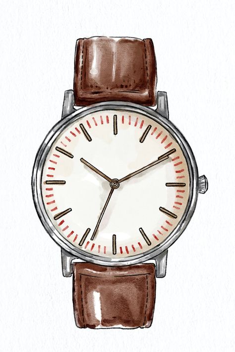 Men's leather wrist watch psd hand drawn fashion sketch | premium image by rawpixel.com / ton Hand Watch Drawing, Wrist Watch Drawing, Watch Illustration, Watch Sketch, Watch Drawing, Man Illustration, Mens Fashion Watches, Hand Watch, Smartwatch