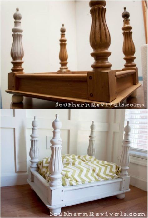 Diy Raised Dog Bed, End Table Dog Bed, Diy Dog Beds, Dog Beds Homemade, Raised Dog Beds, Diy Pet Bed, Diy Dog Bed, Dog Rooms, Dog Furniture