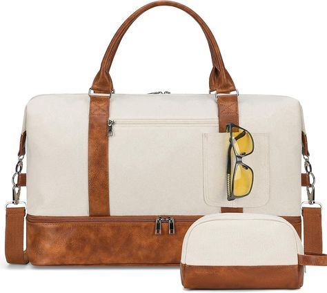 Amazon.com: Weekender bag weekender bags for women weekennder bag with shoe compartment Travel Duffel Bag overnight bags (beige) : Clothing, Shoes & Jewelry Amazon Weekender Bags, Best Travel Luggage For Women, Weekender Bags For Women, Weekend Bags For Women, Womens Weekender Bag, Beige Clothing, Bag With Shoe Compartment, Best Travel Luggage, Weekend Bags